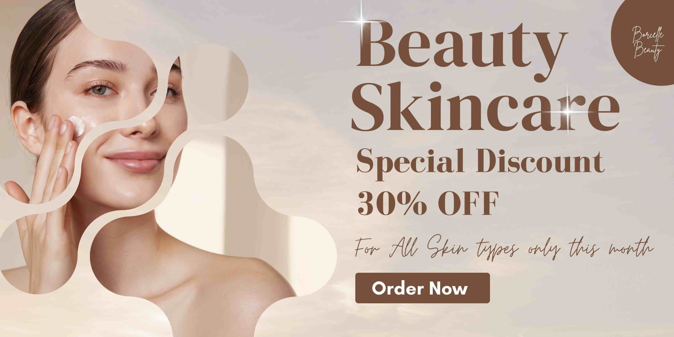 Home brown and beige modern beauty skincare banner